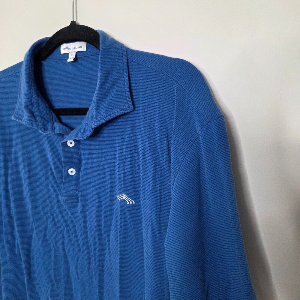 Peter Millar Solid Blue Micro Stripe Polo Short S… - image 2